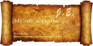 Jónás Etelka névjegykártya